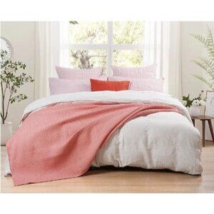 COTTON Waffle Weave Blanket King Size Pink Soft Lightweight Bed Blanket NWT
